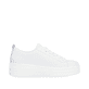 Frostweiße vegane remonte Damen Sneaker D1C03-80 mit einer Schnürung. Schuh Innenseite.