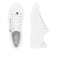 Weiße remonte Damen Schnürschuhe D1E03-80 mit einem Reißverschluss. Schuh von oben, liegend.