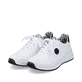 Edelweiße Rieker Damen Sneaker Low M4903-80 mit Schnürung sowie geprägtem Logo. Schuhpaar seitlich schräg.