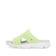Grüne waschbare Rieker Damen Pantoletten V8451-52 mit einer flexiblen Sohle. Schuh Außenseite.