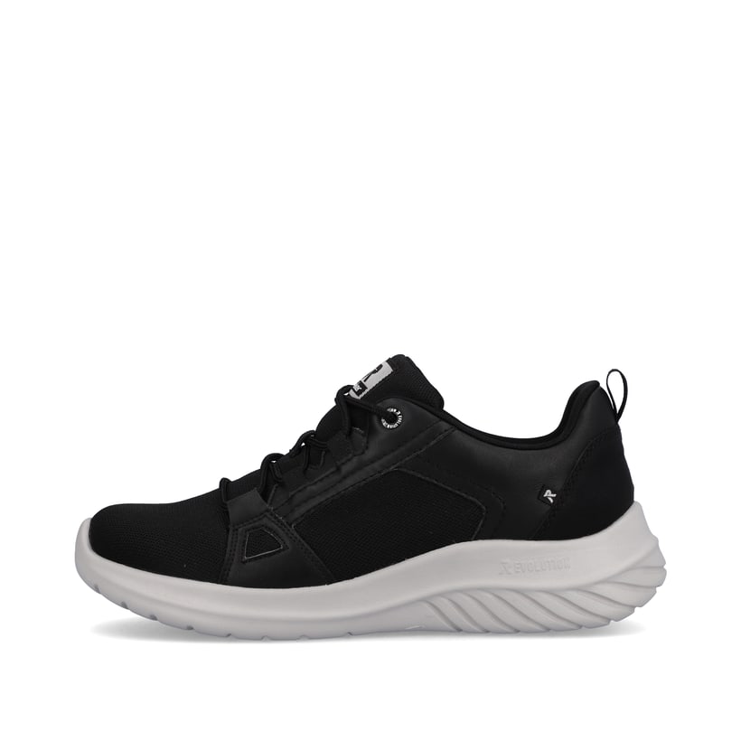 Schwarze Rieker Herren Sneaker Low U0502-00 mit einer flexiblen Sohle. Schuh Außenseite.