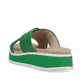 Grüne Rieker Damen Pantoletten W0802-52 mit ultra leichter und dämpfender Sohle. Schuh von hinten.