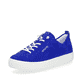 Blaue remonte Damen Sneaker D0913-14 mit Schnürung sowie Komfortweite G. Schuh seitlich schräg.