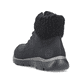 Schwarze Rieker Damen Schnürstiefel M5011-00 mit flexibler Sohle. Schuh von hinten.