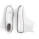 Weiße Rieker Damen Sneaker High 90012-80 mit abriebfester Plateausohle. Schuh von oben, liegend.