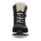 Schwarze Rieker EVOLUTION Damen Stiefel W0670-00 mit Schnürung und Reißverschluss. Schuh von vorne.