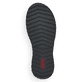 Graue Rieker Damen Slipper 51568-45 mit Gummischnürung sowie geprägtem Logo. Schuh Laufsohle.