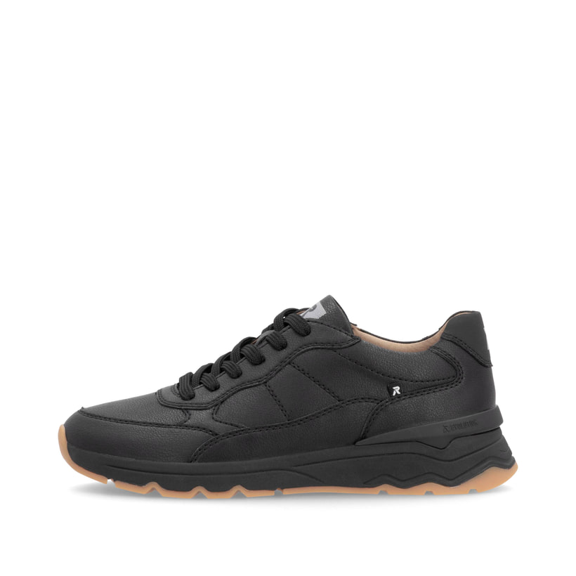 Schwarze Rieker Herren Sneaker Low U0904-00 mit einer super leichten Sohle. Schuh Außenseite.