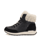 Schwarze Rieker Damen Schnürstiefel W0670-00 mit leichter und griffiger Sohle. Schuh Außenseite.