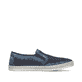 Blaue Rieker Herren Slipper B5264-14 mit Elastikeinsatz sowie verwaschenem Look. Schuh Innenseite.