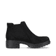 Graphitschwarze Rieker Damen Chelsea Boots 76884-00 mit einer robusten Profilsohle. Schuh Innenseite