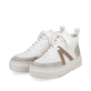 Weiße Rieker Damen Sneaker High M1935-80 mit einer flexiblen Plateausohle. Schuhpaar seitlich schräg.
