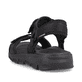 Schwarze waschbare Rieker Damen Trekkingsandalen V8401-00 mit flexibler Sohle. Schuh von hinten.