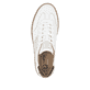 Weiße Rieker Herren Sneaker Low U0707-80 im Retro-Look mit weißen Streifen an der Seite sowie einer Schnürung. Schuh von oben.
