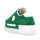 Grüne Rieker Damen Sneaker Low N49W1-52 mit Schnürung sowie Logo an der Seite. Schuh von hinten.