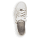 Perlweiße Rieker Damen Sneaker Low N5932-80 mit einem Reißverschluss. Schuh von oben.