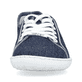 Blaue vegane Rieker Damen Schnürschuhe 52823-14 mit Logo an der Seite. Schuh von vorne.