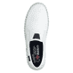 Weiße Rieker Herren Slipper B4551-81 mit Elastikeinsatz sowie weißen Ziernähten. Schuh von oben.