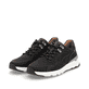 Schwarze Rieker Herren Sneaker Low U0902-00 mit flexibler Sohle sowie Schnürung. Schuhpaar seitlich schräg.