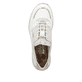 Weiße Rieker Damen Slipper L3294-80 mit einer Gummischnürung. Schuh von oben.