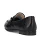 Schwarze Rieker Damen Loafer 51764-00 mit einem Elastikeinsatz. Schuh von hinten.