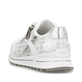 Weiße Rieker Damen Sneaker Low N1403-80 mit Reißverschluss sowie Extraweite H. Schuh von hinten.