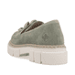 
Mintgrüne Rieker Damen Loafers M3867-52 mit einer schockabsorbierenden Plateausohle. Schuh von hinten