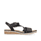 Schwarze Rieker Keilsandaletten V3660-02 mit einem Klettverschluss. Schuh Innenseite.