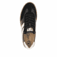 Schwarze Rieker Herren Sneaker Low U0707-00 im Retro-Look mit weißen Streifen an der Seite sowie einer Schnürung. Schuh von oben.
