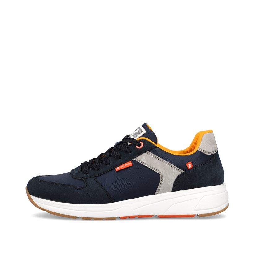 Blaue Rieker Herren Sneaker Low 07002-14 mit super leichter und flexibler Sohle. Schuh Außenseite.