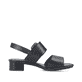 Schwarze Rieker Riemchensandaletten 62663-01 mit einem Klettverschluss. Schuh Innenseite.