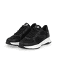 Schwarze Rieker Damen Sneaker Low W1304-00 mit einer abriebfesten Sohle. Schuhpaar seitlich schräg.