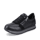 
Nachtschwarze remonte Damen Sneaker D1316-02 mit einer besonders leichten Plateausohle. Schuh seitlich schräg