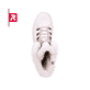 Weiße Rieker EVOLUTION Damen Stiefel W0372-80 mit Schnürung und Reißverschluss. Schuh von oben.
