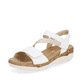 Weiße remonte Damen Riemchensandalen R6860-80 mit Klettverschluss. Schuh seitlich schräg.