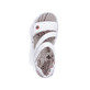 Weiße Rieker Damen Riemchensandalen 67870-80 mit einer flexiblen Sohle. Schuh von oben.