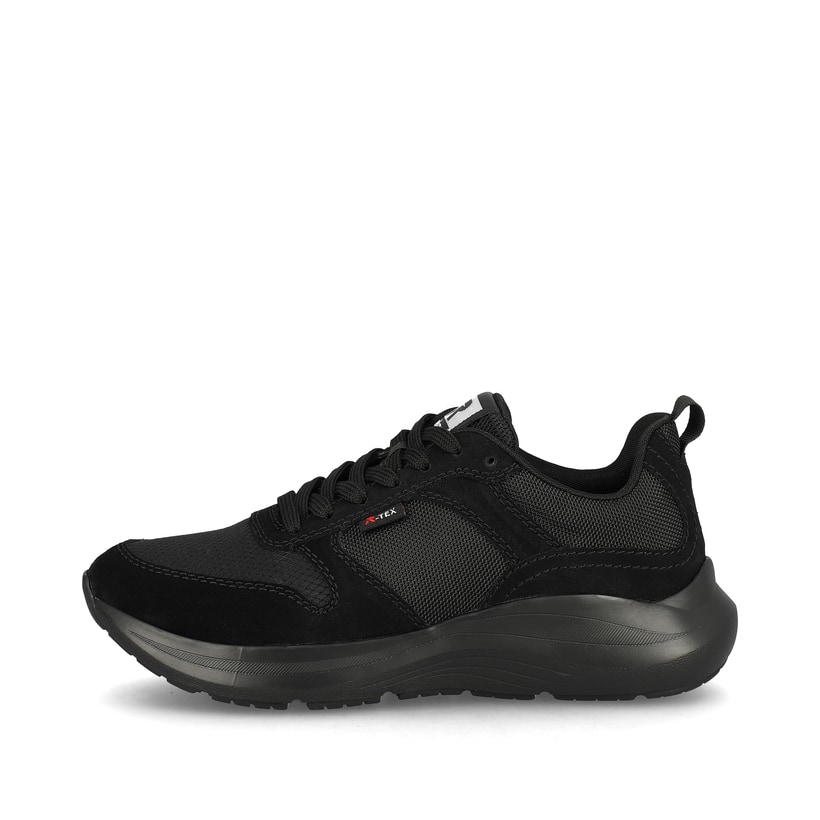 Schwarze Rieker Damen Sneaker Low 42106-00 mit wasserabweisender TEX-Membran. Schuh Außenseite.