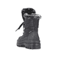 
Tiefschwarze Rieker Damen Schnürstiefel X9034-00 mit Schnürung sowie einer Profilsohle. Schuh von hinten