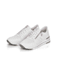 
Reinweiße remonte Damen Sneaker R6705-80 mit einer leichten Profilsohle. Schuhpaar schräg.