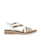 Weiße Rieker Keilsandaletten V3660-60 mit Klettverschluss sowie leichter Sohle. Schuh Innenseite.