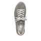 Grüne Rieker Damen Sneaker Low N59W2-52 mit einer Schnürung sowie Krokodiloptik. Schuh von oben.