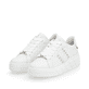 Weiße Rieker Damen Sneaker Low W0506-80 mit ultra leichter und dämpfender Sohle. Schuhpaar seitlich schräg.