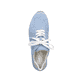 
Himmelblaue Rieker Damen Sneaker Low 54401-10 mit Schnürung sowie einem Keilabsatz. Schuh von oben