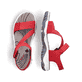 Rote Rieker Damen Trekkingsandalen 68871-33 mit einem Klettverschluss. Schuh von oben, liegend.