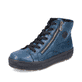 
Blaue Rieker Damen Schnürstiefel N2710-12 mit einer robusten Profilsohle. Schuh seitlich schräg