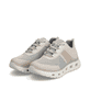 Beige Rieker Damen Sneaker Low M6006-90 mit ultra leichter und flexibler Sohle. Schuhpaar seitlich schräg.