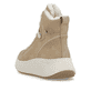 Beige Rieker Damen Sneaker High W1771-62 mit einer super leichten Plateausohle. Schuh von hinten.