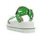 Grüne Rieker Damen Riemchensandalen W1651-52 mit einer flexiblen Sohle. Schuh von hinten.