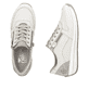 Weiße Rieker Damen Sneaker Low N1100-80 mit Reißverschluss sowie Extraweite H. Schuh von oben, liegend.