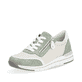 Beige vegane remonte Damen Sneaker R6709-81 mit einem Reißverschluss. Schuh seitlich schräg.